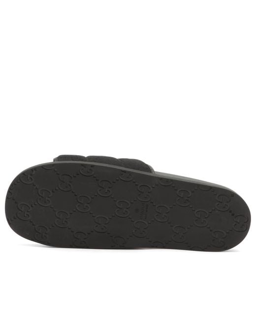 Gucci Black Rhein Gg Canvas Slide for men