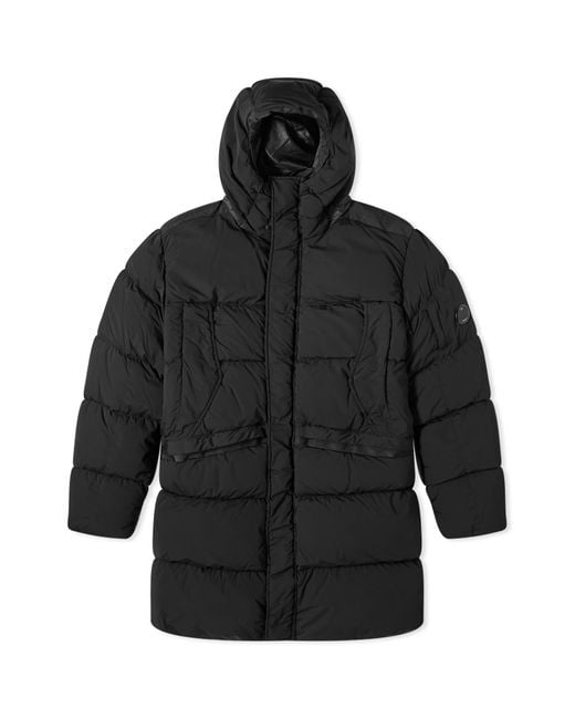 C P Company Black Nycra Hooded Down Parka Jacket for men
