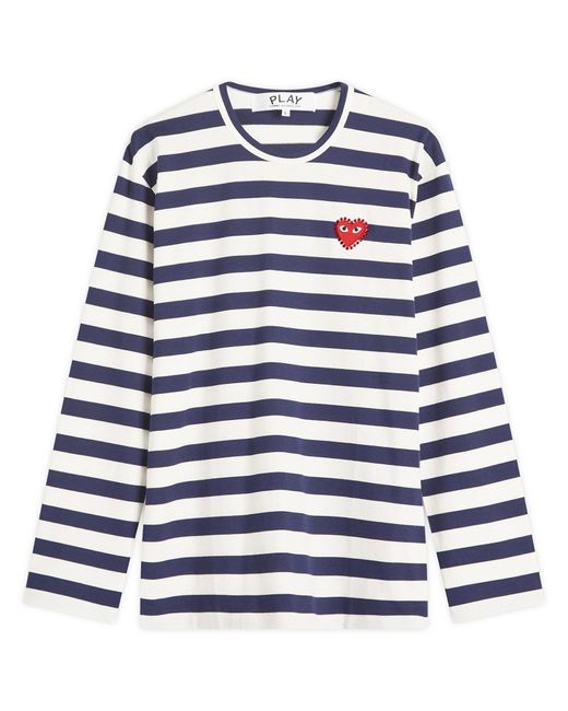 COMME DES GARÇONS PLAY Blue Studded Heart Long Sleeve T-Shirt for men