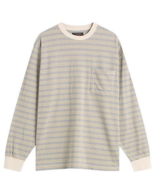Beams Plus Gray Long Sleeve Multi Pin Pocket T-Shirt for men