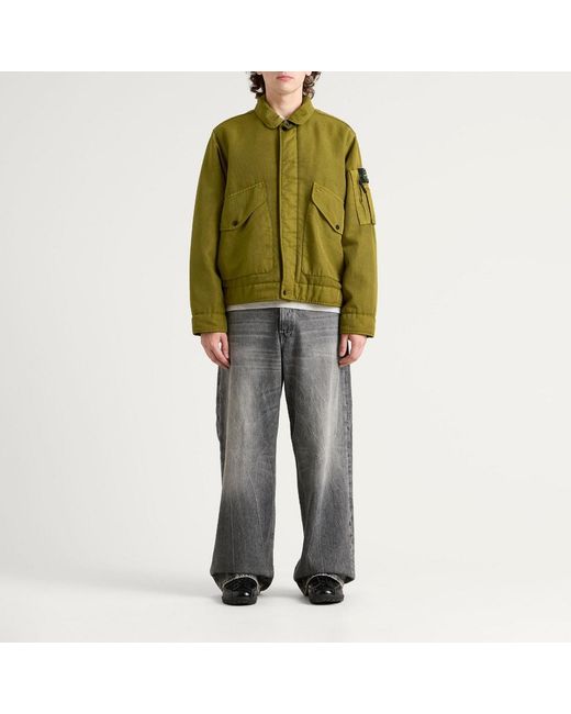 Stone Island Green Dense Oxford Nylon-Tc Bomber Jacket for men