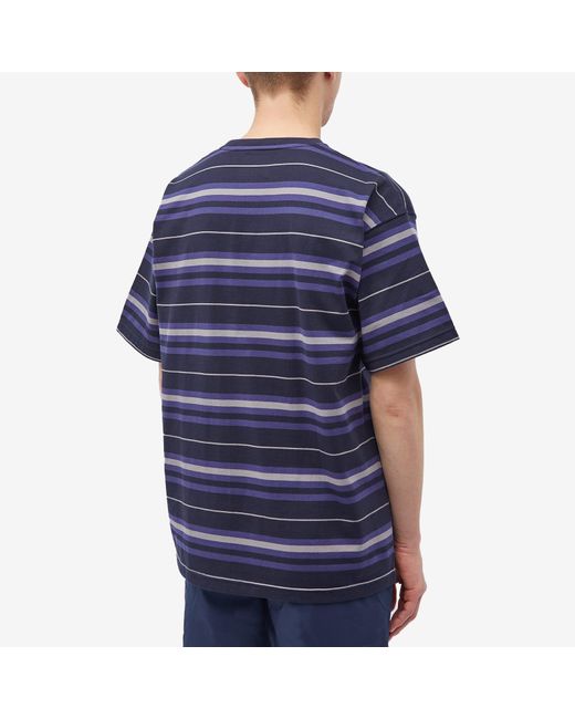 (w)taps Blue 16 Stripe T-Shirt for men