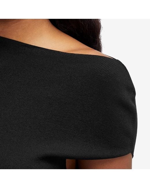 St. Agni Black Asymmetric Knit Top