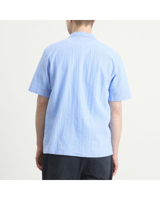 Universal Works Blue Seersucker Shirting Road Shirt for men