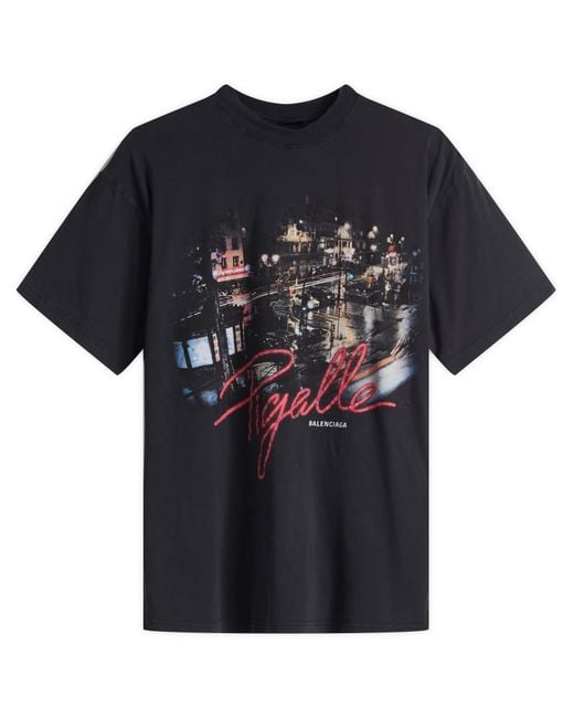 Balenciaga Piagelle Faded Wash T-Shirt in Black for Men