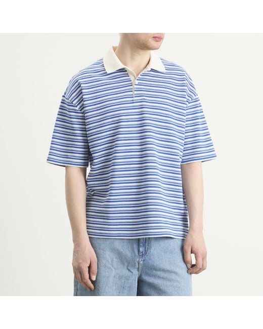 A.P.C. Blue Ruben Jacquard Stripe Polo for men