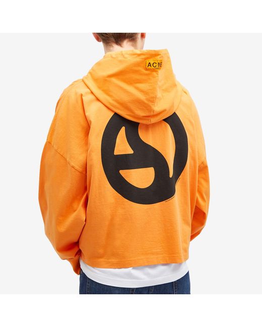 Acne Orange Fester Logogram Hoodie for men