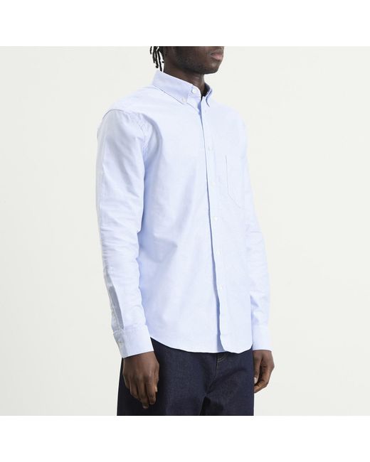 Portuguese Flannel Blue Belavista Button Down Oxford Shirt for men