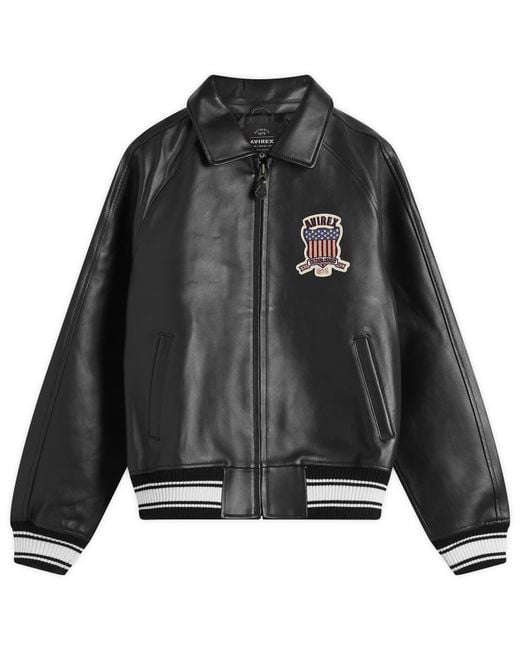 Avirex Black Icon Leather Jacket for men
