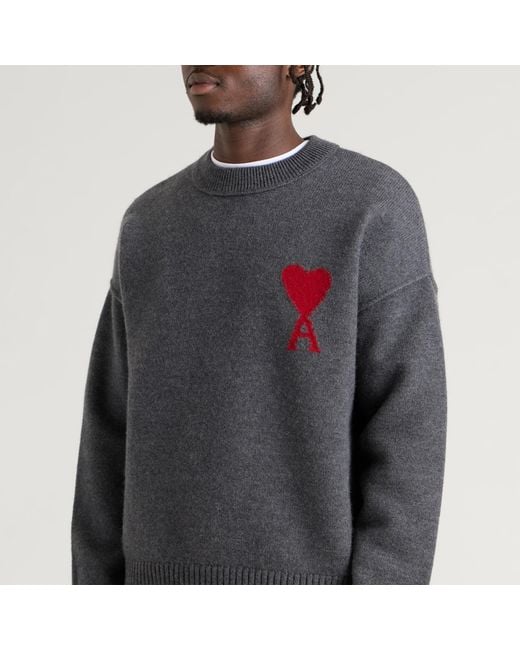AMI Blue Crewneck Contrasted Adc Jumper for men
