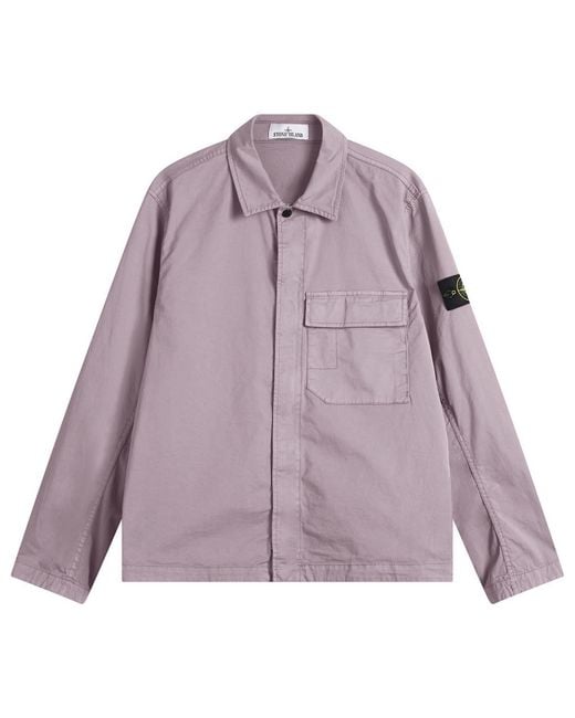 Stone Island Purple Organic Cotton Twill Overshirt for men
