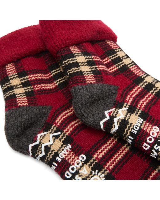 RoToTo Red Check Comfy Room Sock