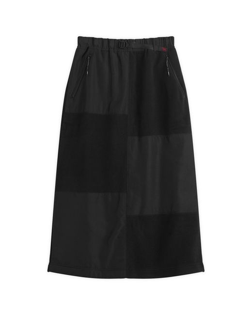 Gramicci Black Patchwork Fleece Midi Skirt