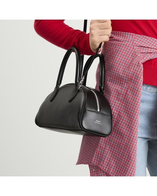 DUNST Black Leather Bowling Bag