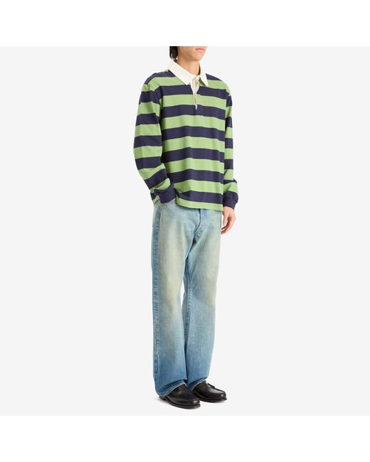 Palmes Green Striped Rugby Shirt for men