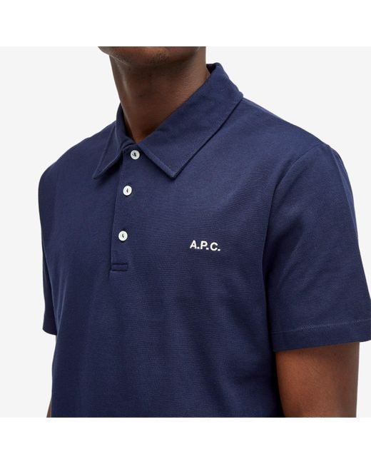 A.P.C. Blue Carter Logo Polo Shirt for men