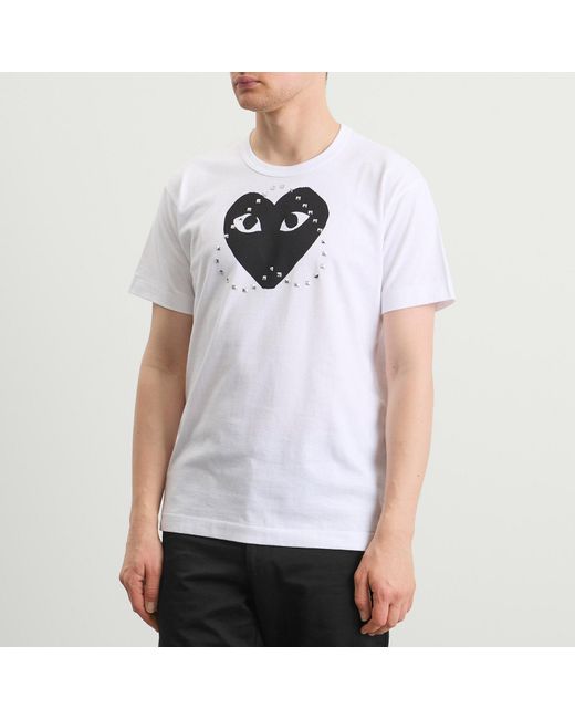 COMME DES GARÇONS PLAY White Studded Large Heart T-Shirt for men