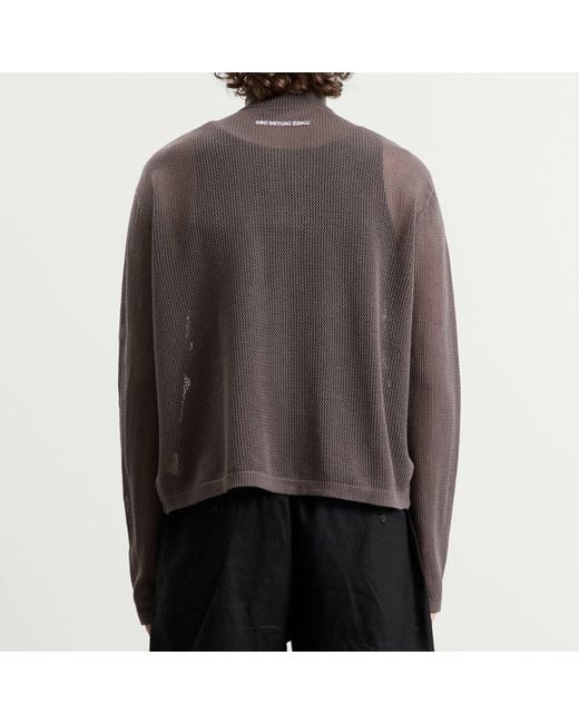 MKI Miyuki-Zoku Brown Linen Loose Knit Track Jacket for men