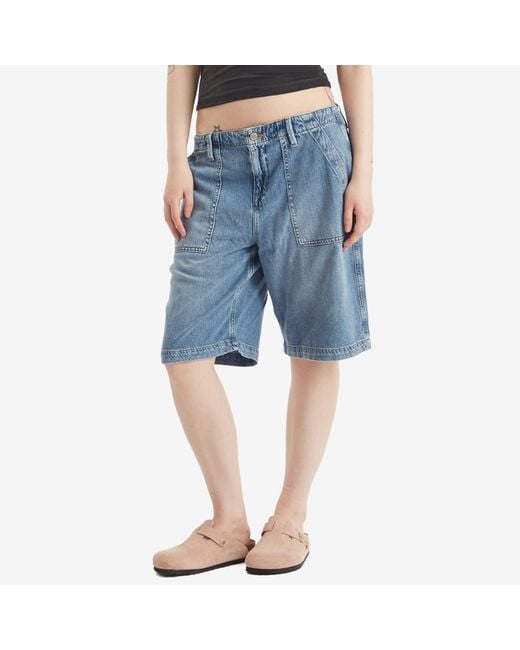 GOOD AMERICAN Blue Lite Linen Bermuda Short