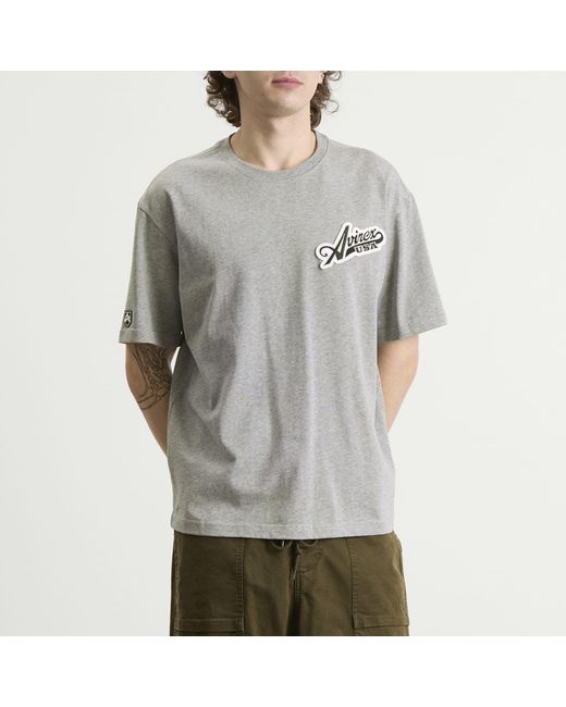 Avirex Gray Script Logo T-Shirt for men