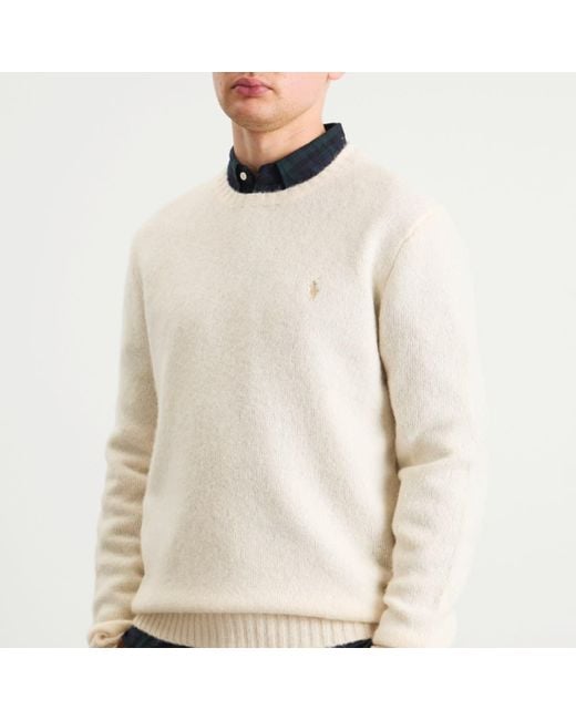 Polo Ralph Lauren White Brushed Shetland Knit Jumper for men