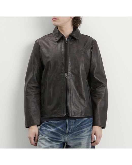 DIESEL Black Leather Jacket for men