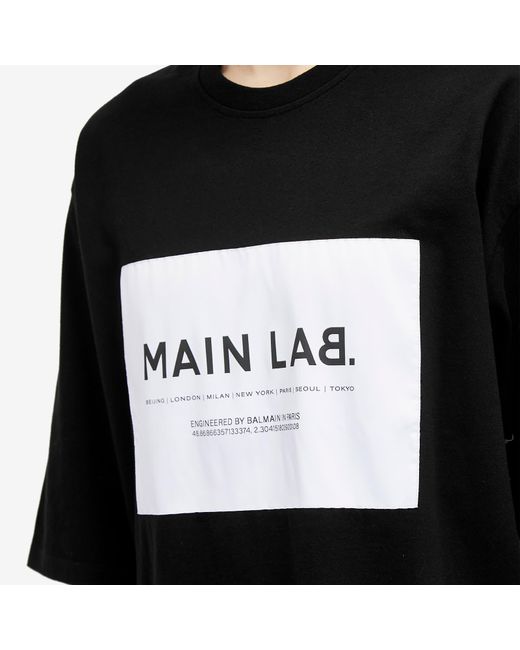 Balmain Black Main Lab Logo T-Shirt for men