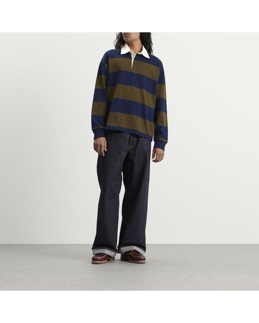 A.P.C. Blue Isaac Block Stripe Rugby Shirt for men