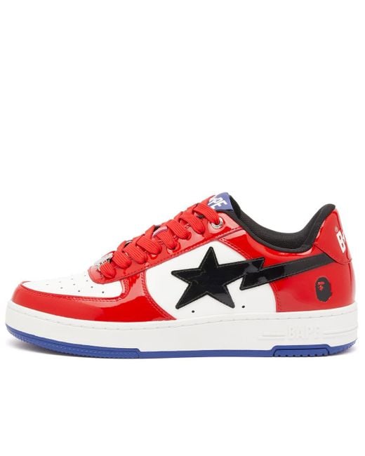 A Bathing Ape Red Patent Leather Bape Sta Sneaker for men