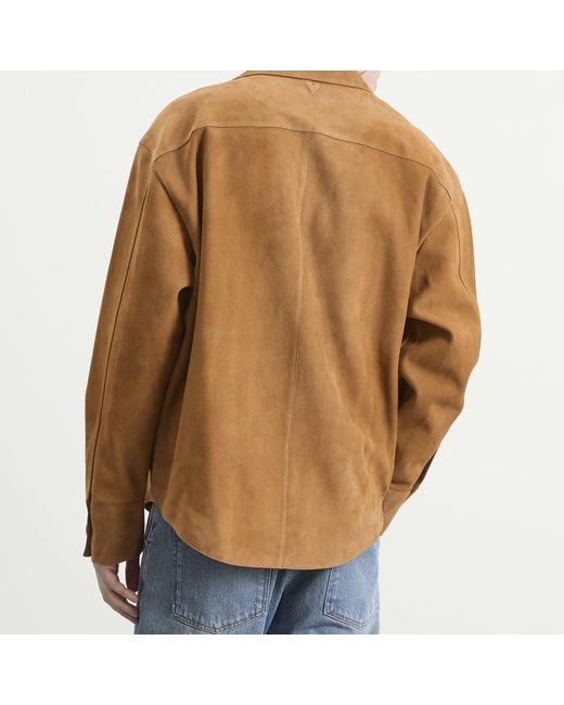 AMI Brown Suede Buttoned Overshirt for men