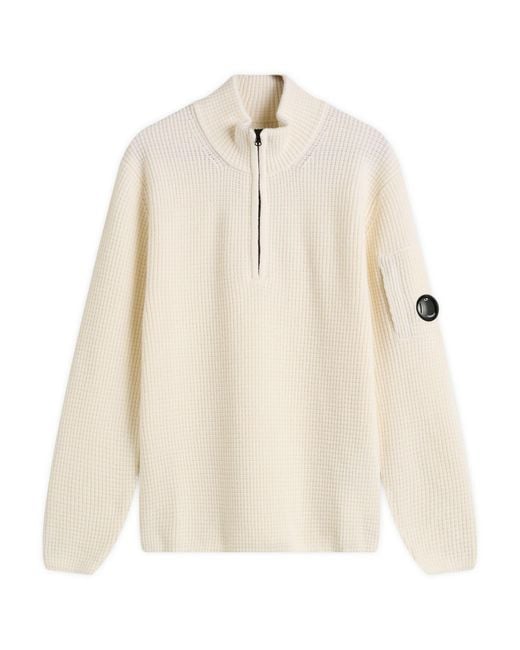 C P Company White Half Zip Lambswool Jumper for men
