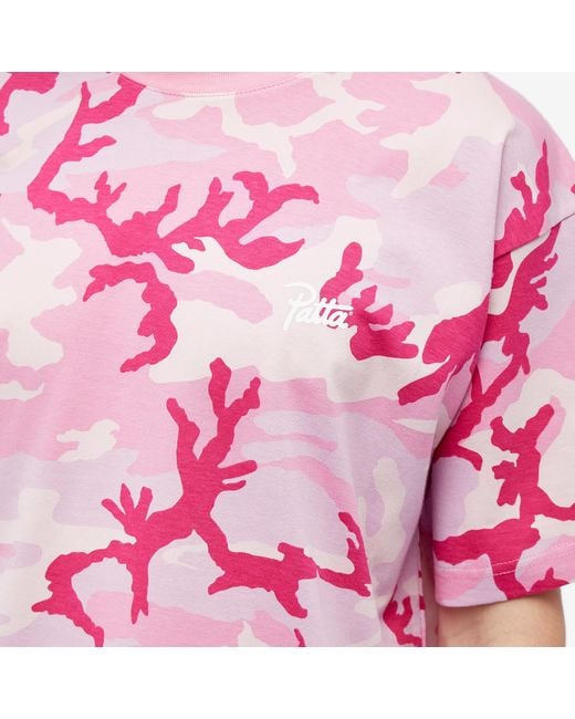 PATTA Pink Basic Camo Script T-Shirt for men