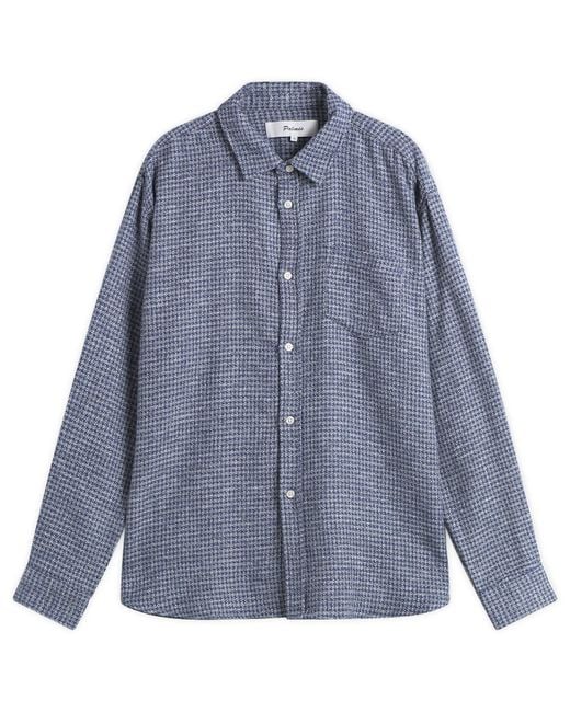 Palmes Blue Cotton Mouline Shirt for men