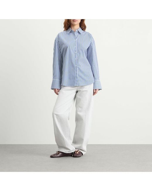 GOOD AMERICAN Blue Poplin Oversized Shirt