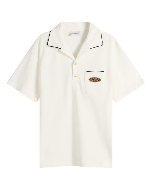 Drole de Monsieur White Open Collar Polo Shirt for men