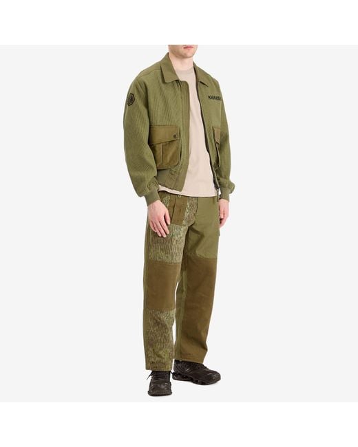 Maharishi Green Upcycled Loose Patchwork Cargo Pants for men