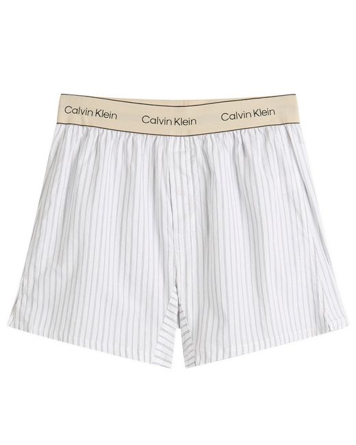 Calvin Klein White Cotton Poplin Trad Boxer Short for men