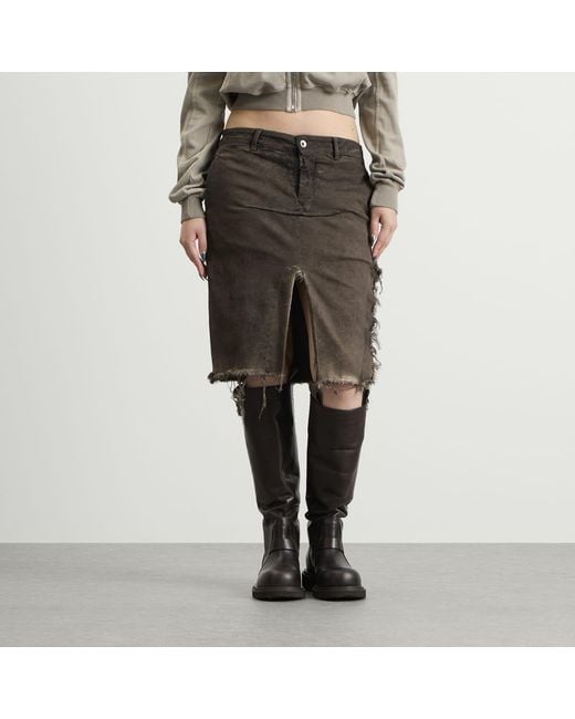 Rick Owens Black Denim Sliced Skirt