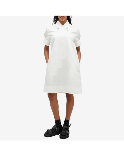 Jil Sander White Cotton Shirt Dress With Collar Detail