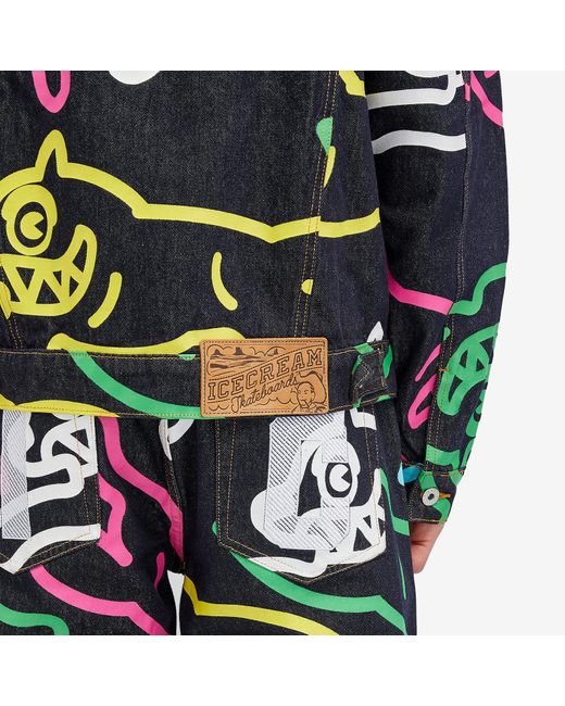ICECREAM Green Jumbo Running Dog Denim Jacket for men