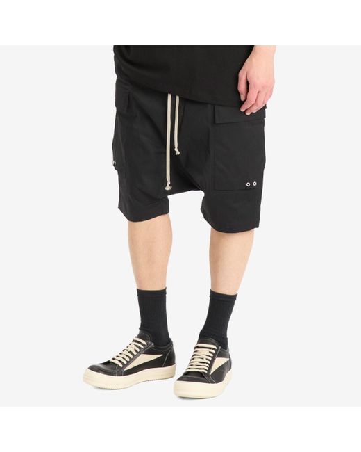 Rick Owens Black Heavy Cotton Poplin Cargo Pods for men