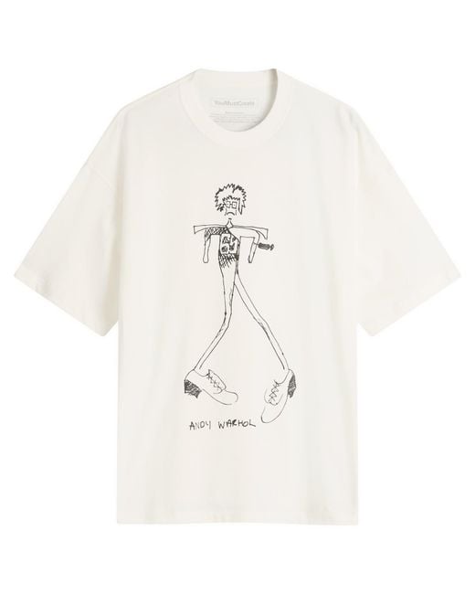 YMC White X Bat Girls & Acid Boys Andy Warhol T-Shirt for men