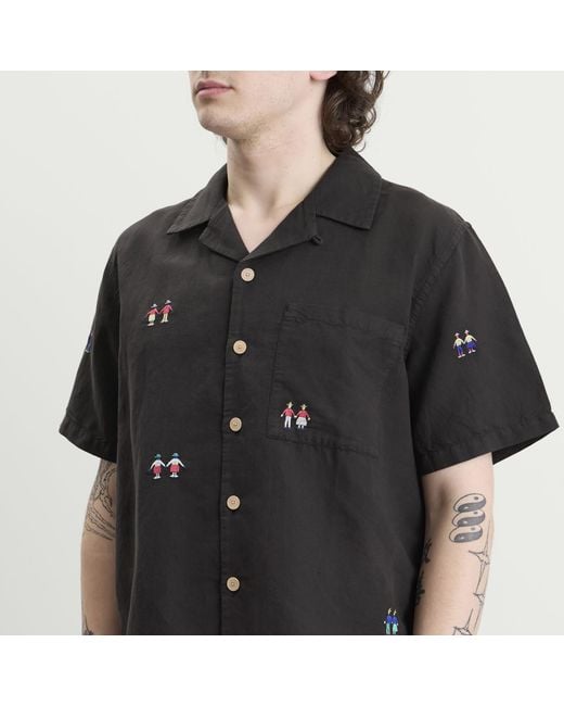 Folk Black Presented By End. Relaxed Soft Collar Vacation Shirt for men