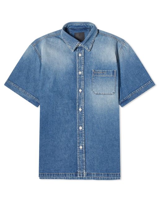 Givenchy Blue Short Sleeve Denim Shirt for men