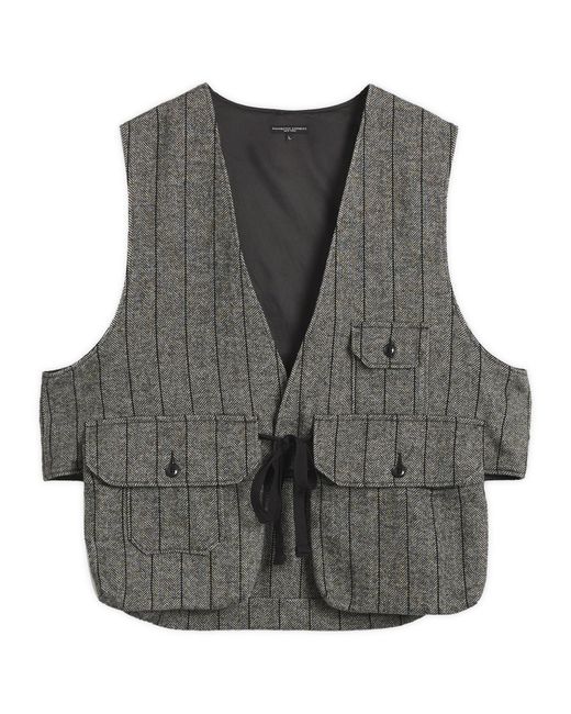 Engineered Garments Black Herringbone Wool Fowl Vest for men