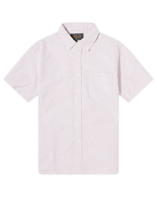 Beams Plus White Button Down Short Sleeve Shirt for men