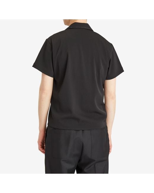 Second/Layer Black Open Collar Shirt for men