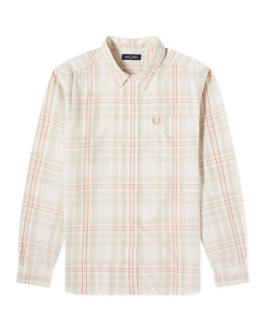 Fred Perry White Twill Tartan Shirt for men