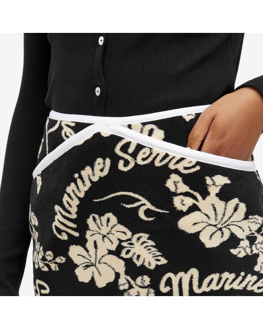 MARINE SERRE Black Jersey Jacquard Floral Skirt