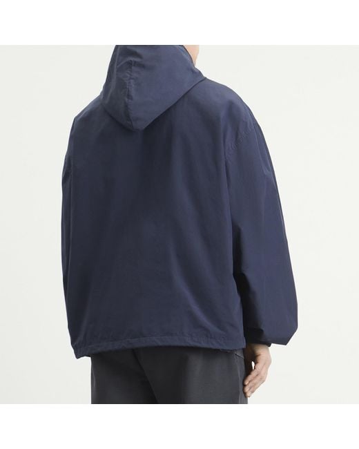 Balenciaga Blue Techno Cotton Hooded Rain Jacket for men